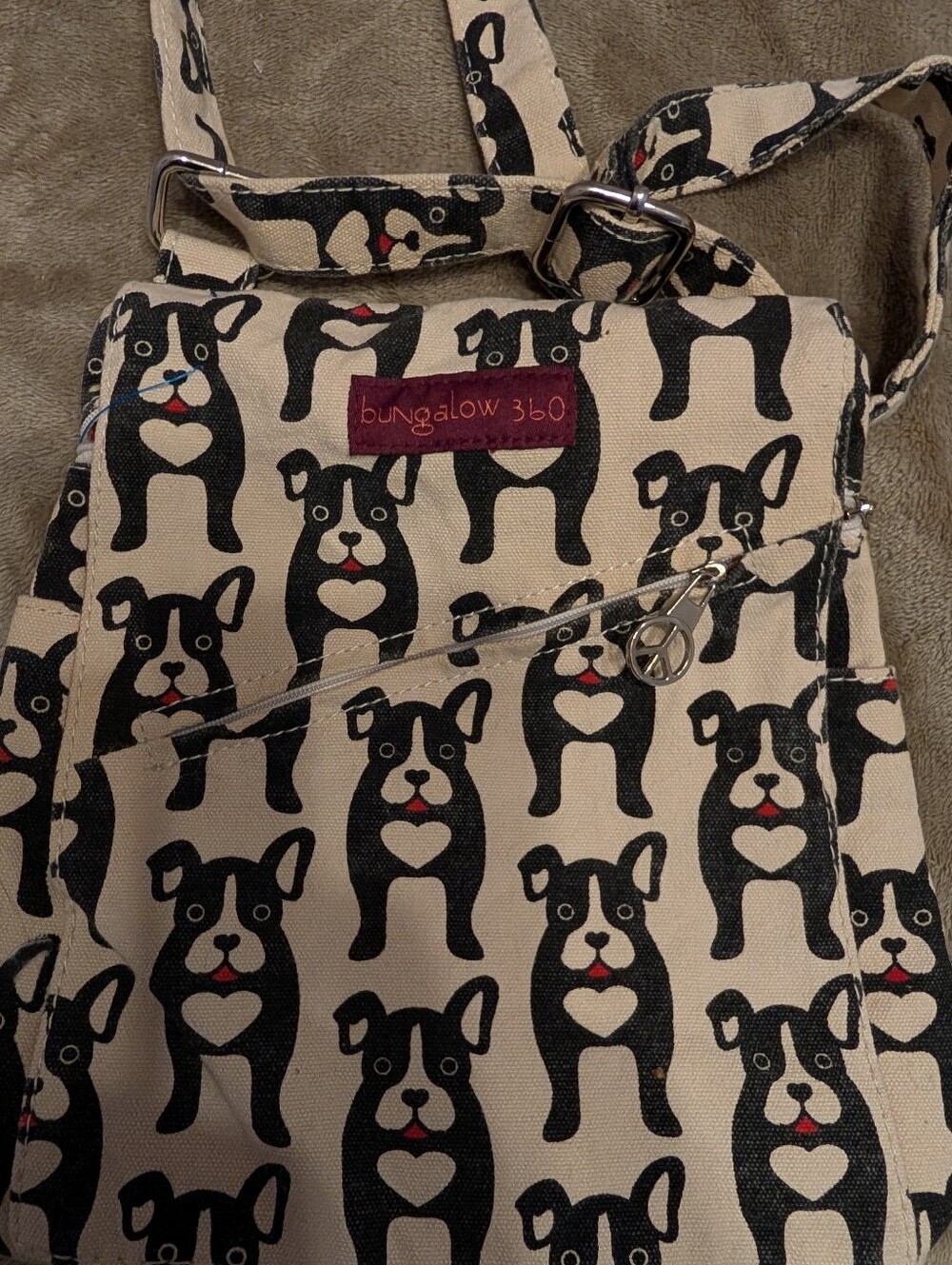 Bungalow 360 Black & Cream Dog Pattern Crossbody